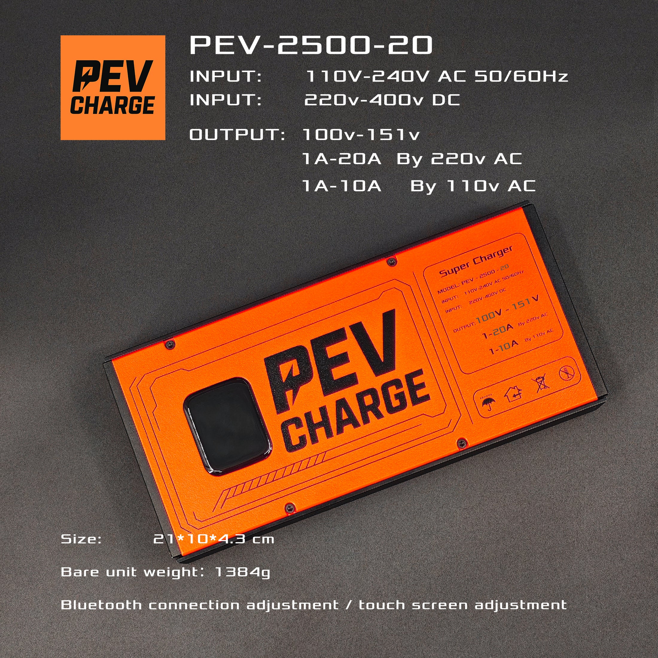 PEVcharge PEV2500-20 Adjustable PEV Fast Charger – 100V–151V, 1A–20A