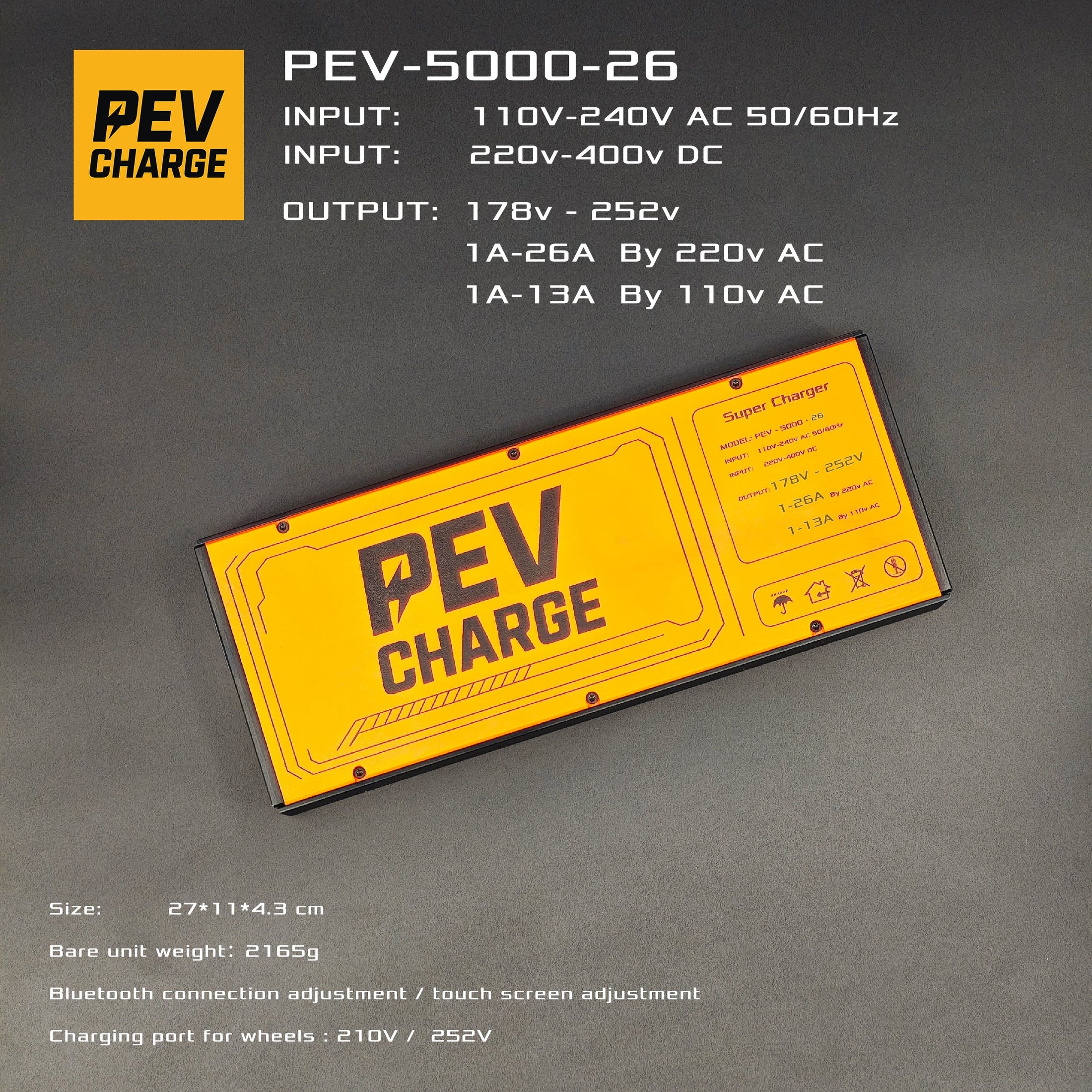 PEVcharge 5000-26 Adjustable PEV Fast Charger | 178V-252V / 1A-26A