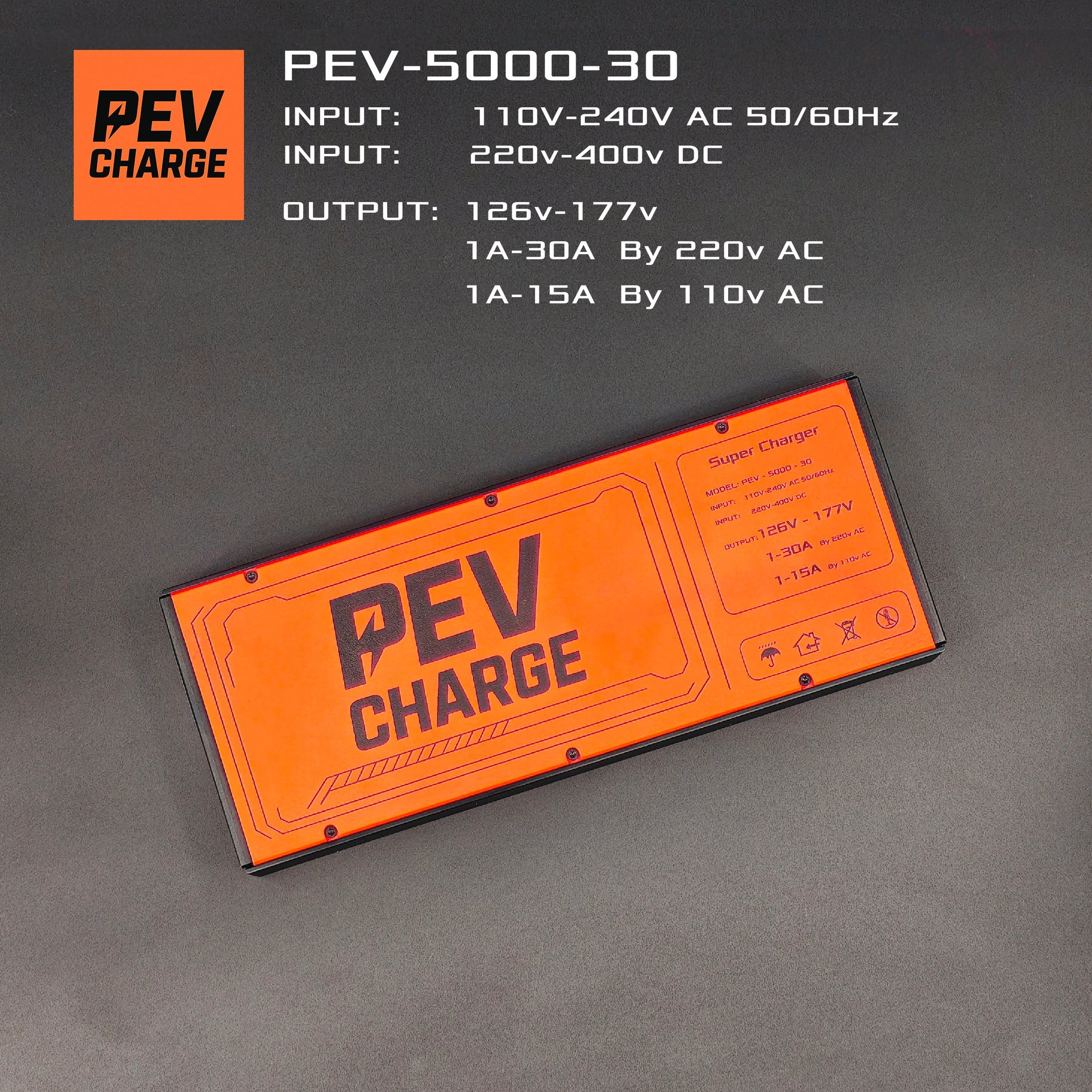 PEVcharge 5000-30 Adjustable PEV Fast Charger | 126V-177V / 1A-30A / XT90 Output